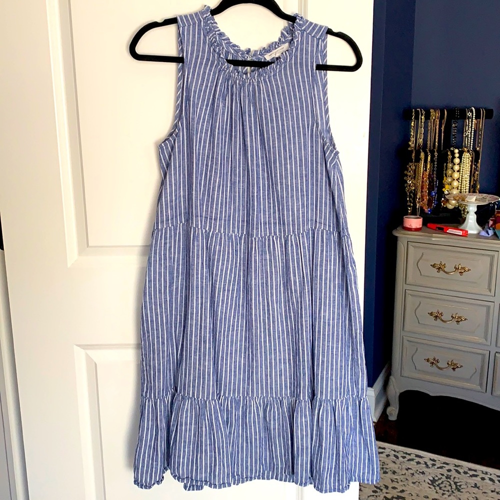Blue Striped Linen Dress